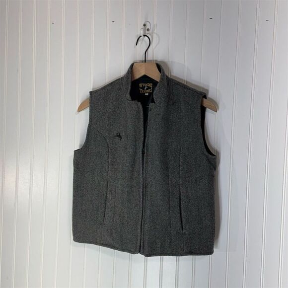 Wyoming Traders Virgin Wool Vest Gray Full Zip Western Ranchwear M Workwear - Picture 1 of 9